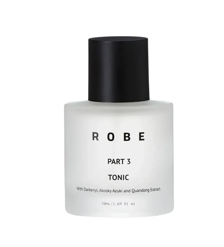 White cylindrical bottle with a black cap, label reads 'ROBE' and 'PART 3 TONIC' on a white background.